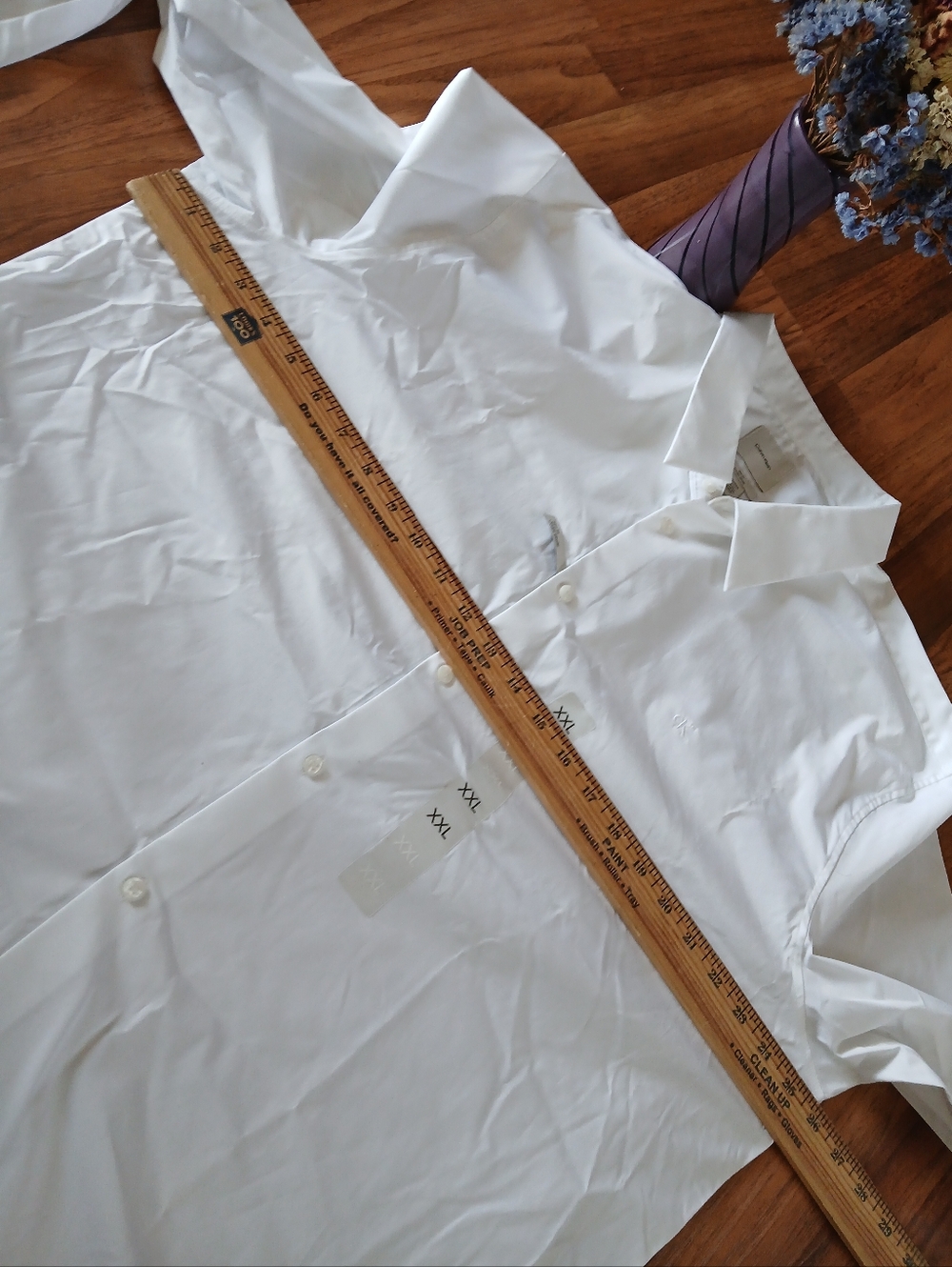 Calvin Klein Men's Size XXL White Long Sleeve Collar Dress Formal Shirt - Picture 4 of 5